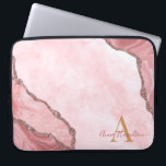 Modern Blush Pink Gold Agate Geode Monogram Laptop Sleeve<br><div class="desc">Modern Blush Pink Gold Agate Geode Monogram laptop sleeve</div>