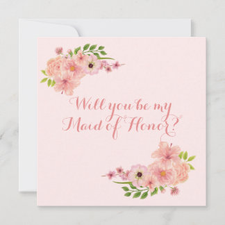 Modern Blush Pink Gold Be My Maid of Honor Note Card