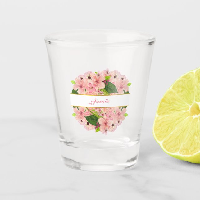 Modern Blush Pink Gold Bridal Party  Shot Glass (Front)