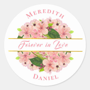 Modern Blush Pink Gold Classic Round Sticker