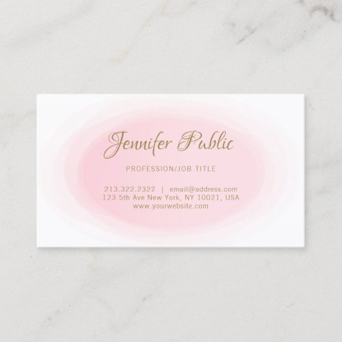 Modern Blush Pink Gold Elegant Simple Designed Business Card