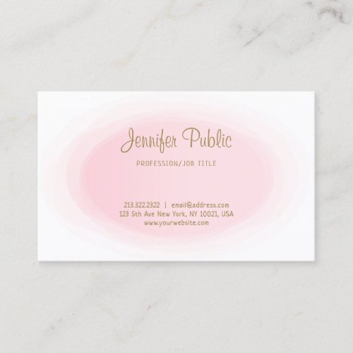 Modern Blush Pink Gold Elegant Simple Professional Business Card