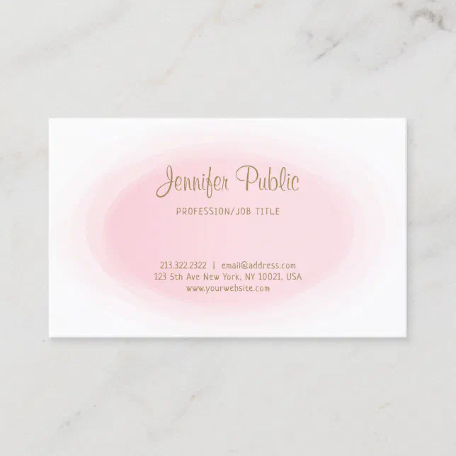Modern Blush Pink Gold Elegant Simple Professional Business Card | Zazzle