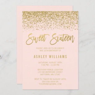 sweet invitations fancy gold blush glitter invitation pink modern