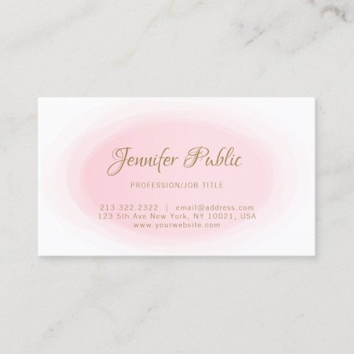 Modern Blush Pink Gold Minimalist Elegant Template Business Card