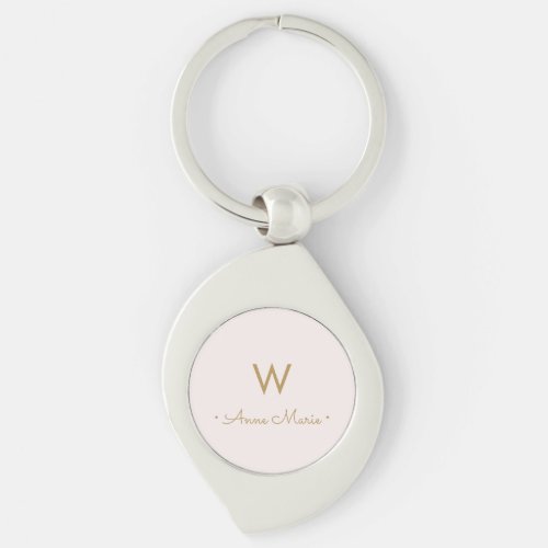 Modern Blush Pink Gold Minimalist Monogram  Keychain