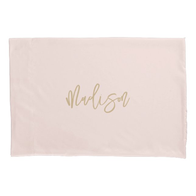 Modern Blush Pink Gold Personalized Monogram Name  Pillow Case (Front)