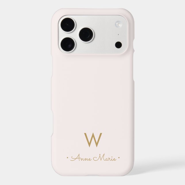 Modern Blush Pink Gold Script Monogram Case-Mate iPhone Case (Back)
