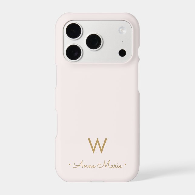 Modern Blush Pink Gold Script Monogram Case-Mate iPhone Case (Back)