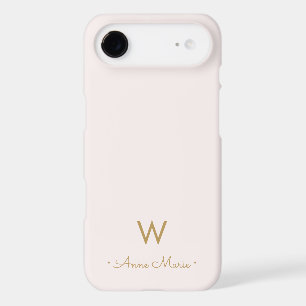 Modern Blush Pink Gold Script Monogram iPhone 17 Air Case