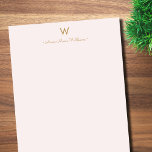 Modern Blush Pink Gold Script Monogram Notepad<br><div class="desc">A modern,  elegant monogram design with gold handwritten minimalist script typography and sans serif block typography on an elegant pale pastel blush pink background. The monogram and name can be easily personalized.</div>