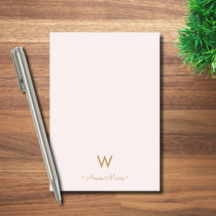 Modern Blush Pink Gold Script Monogram Post-it Notes