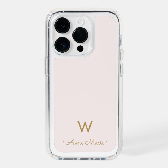 Modern Blush Pink Gold Script Monogram Speck iPhone Case (Front)