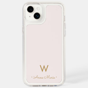 Modern Blush Pink Gold Script Monogram Speck iPhone 14 Plus Case