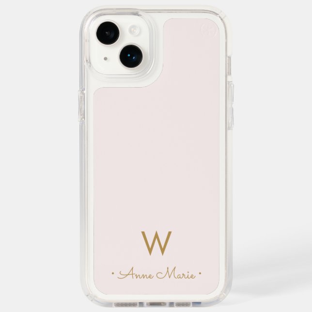 Modern Blush Pink Gold Script Monogram Speck iPhone Case (Front)