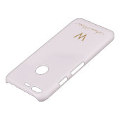 Modern Blush Pink Gold Script Monogram Uncommon Google Pixel Case (Top)