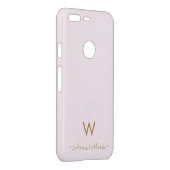 Modern Blush Pink Gold Script Monogram Uncommon Google Pixel Case (Back/Right)