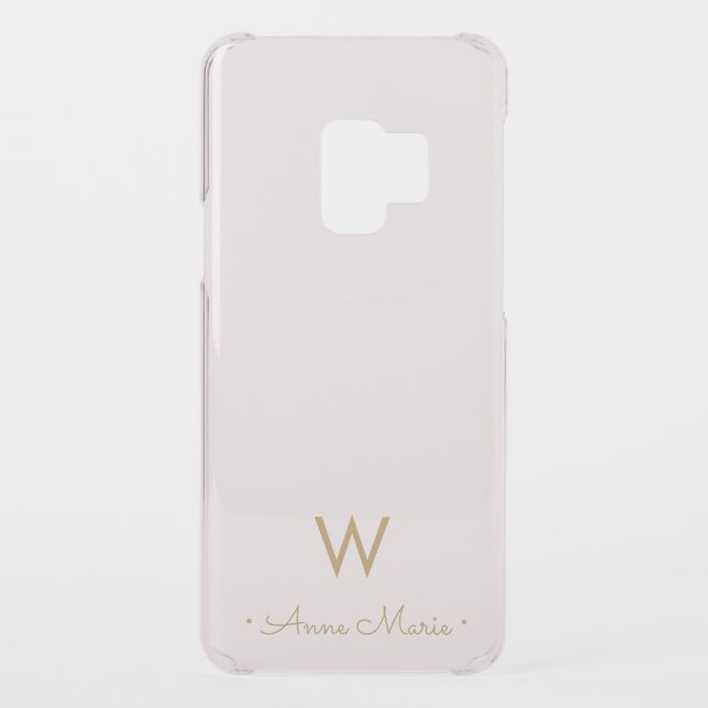 Modern Blush Pink Gold Script Monogram Uncommon Samsung Galaxy Case (Back)