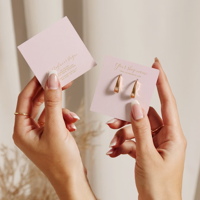 Modern blush pink gold stud earring display square (Modern blush pink gold stud earring display square)
