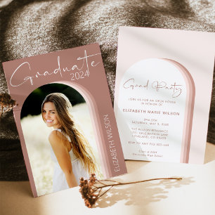 Modern Blush Pink Graduate Graduation Party Invitation