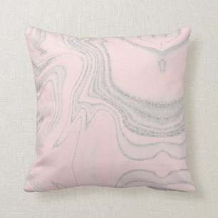 Modern blush pink gray abstract marble pattern throw pillow