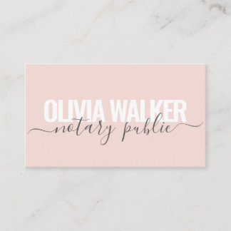 Modern Blush Pink Gray Elegant Notary Public Agent Business Card