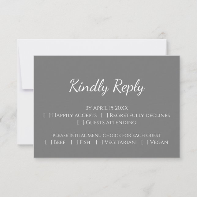 Modern Blush pink gray wedding contemporary RSVP Card (Front)