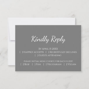 Modern Blush pink gray wedding contemporary RSVP Card