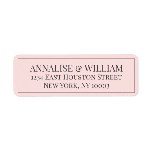 Modern Blush Pink Gray Wedding Return Address Label (Front)