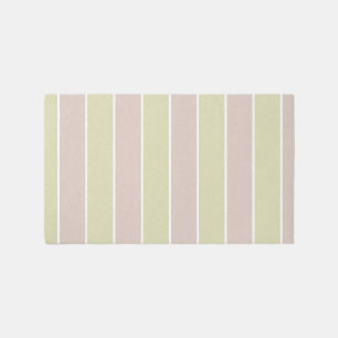 Modern Blush Pink Green Stripes Pattern Rug