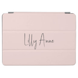 Modern Blush Pink Grey Feminine Script Name iPad Air Cover