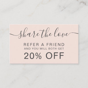 Modern blush pink hair makeup professional referral card