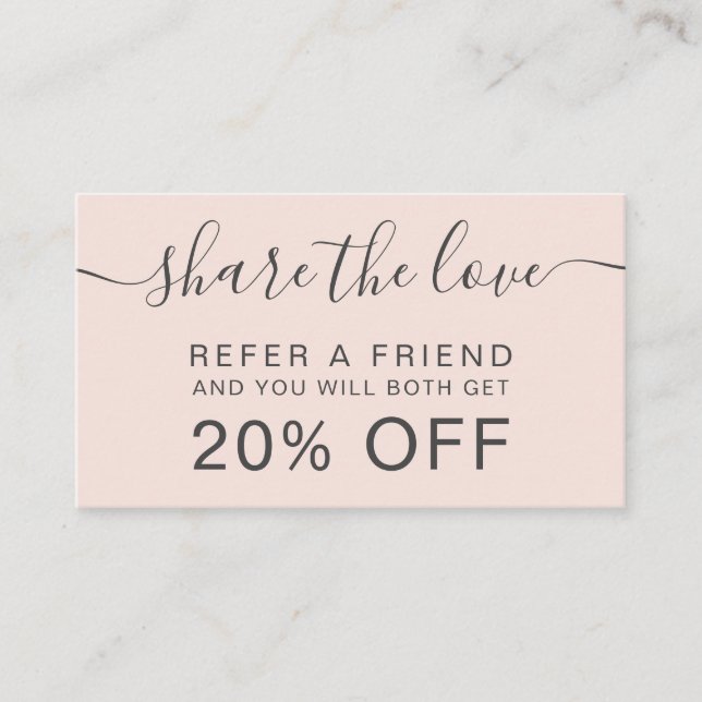 Modern blush pink hair makeup professional referral card (Front)