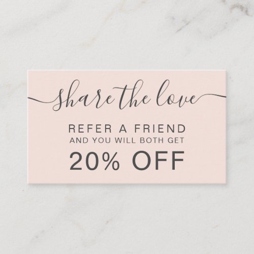 Modern blush pink hair makeup share the love referral card