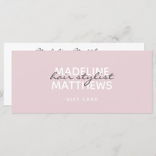 Modern Blush Pink Hair Stylist Gift Certificate