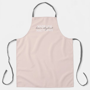 Modern Blush Pink Hair Stylist Script Salon Name Apron
