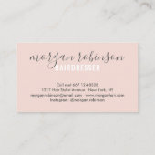 Modern blush pink hair stylist script signature business card (Back)