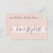 Modern blush pink hair stylist script signature business card (Front/Back)