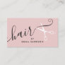 Modern blush pink hair stylist white scissors logo business card