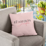 Modern Blush Pink Hashtag &amp; Name | Minimalist Throw Pillow at Zazzle