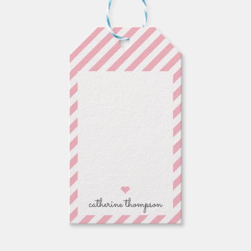 Modern Blush Pink Heart Girly Cute Feminine Script Gift Tags