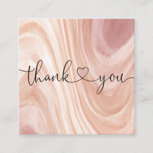 modern blush pink heart thank you for your order square business card