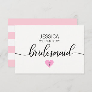 Modern Blush PINK Heart Will You Be my Bridesmaid? Invitation