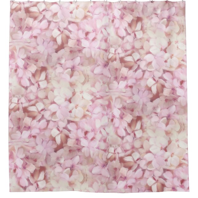 Modern Blush Pink Hydrangea Pattern Home Decor Shower Curtain (Front)