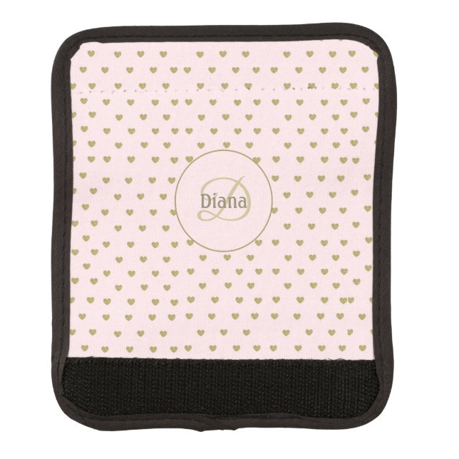 Modern Blush Pink Initials Monogram elegant Luggage Handle Wrap (Front)