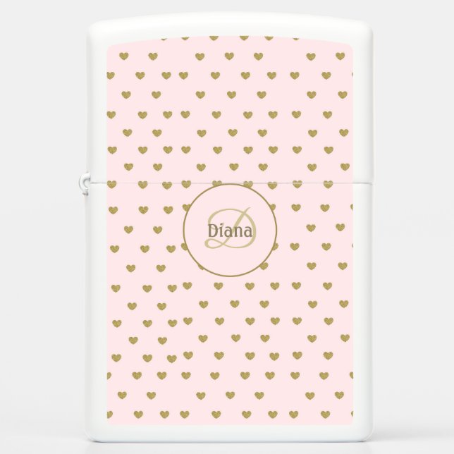 Modern Blush Pink Initials Monogram elegant Zippo Lighter (Front)