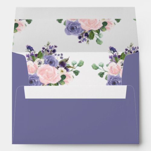 Modern Blush Pink Lavender Purple Floral Wedding Envelope