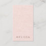 Modern blush pink linen vertical minimalist business card