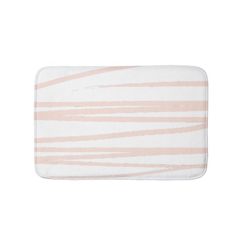 Modern Blush Pink Lines Abstract Art  Bath Mat
