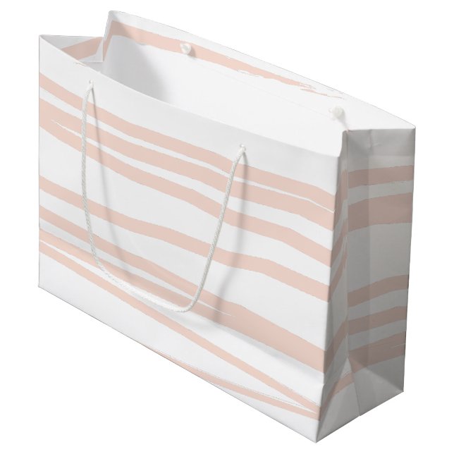 Modern Blush Pink Lines Abstract Art  Large Gift Bag (Front Angled)